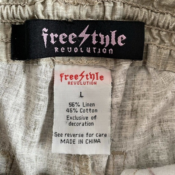 Freestyle Revolution Womens Large Linen Pants Comfort Elastic Waist Bootcut Tan - Picture 4 of 11